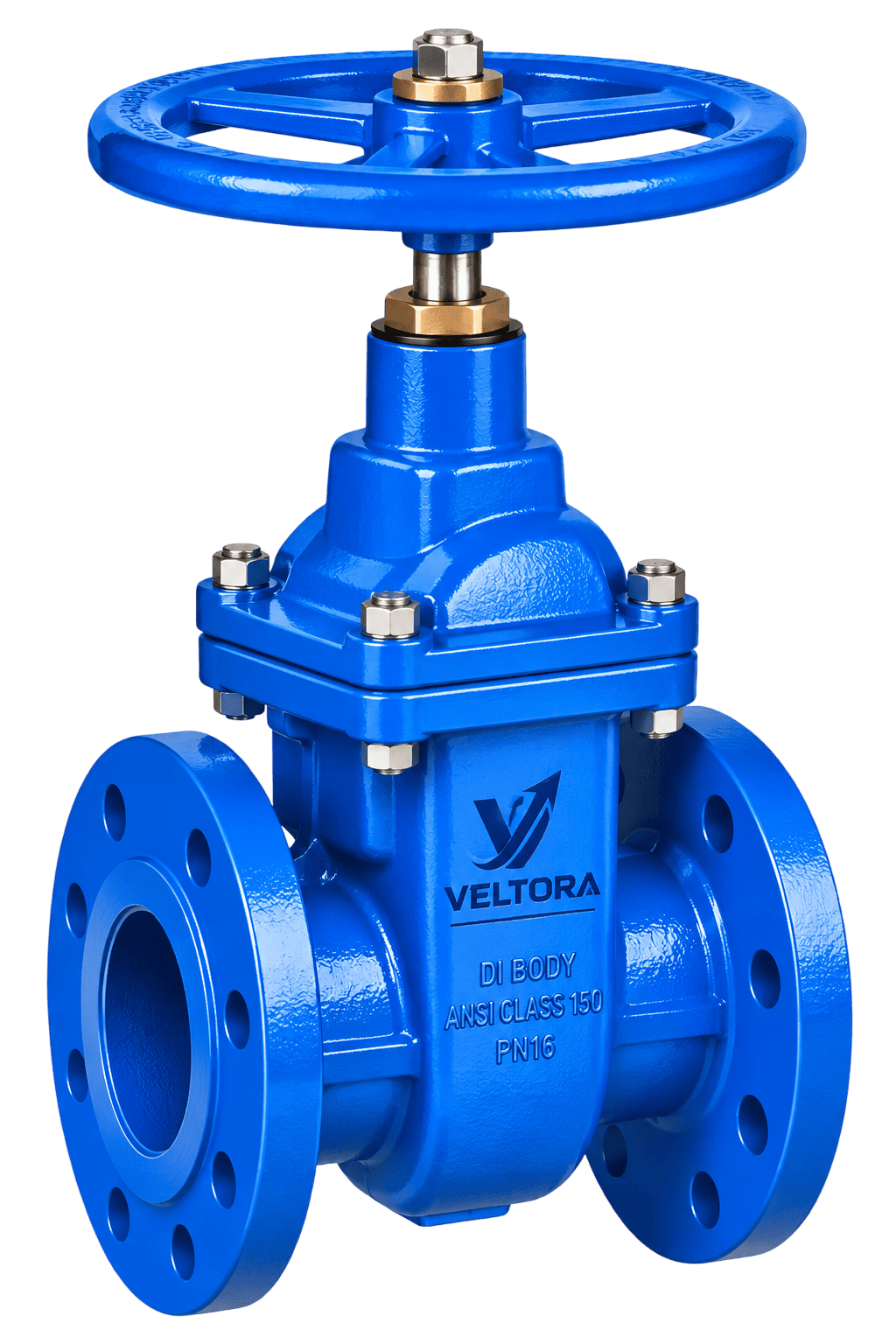 Compact resilient seated gate valve with blue body